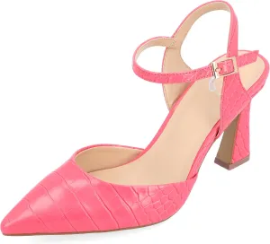 Journee Collection Womens Nixey Faux Leather Ankle Strap Pumps