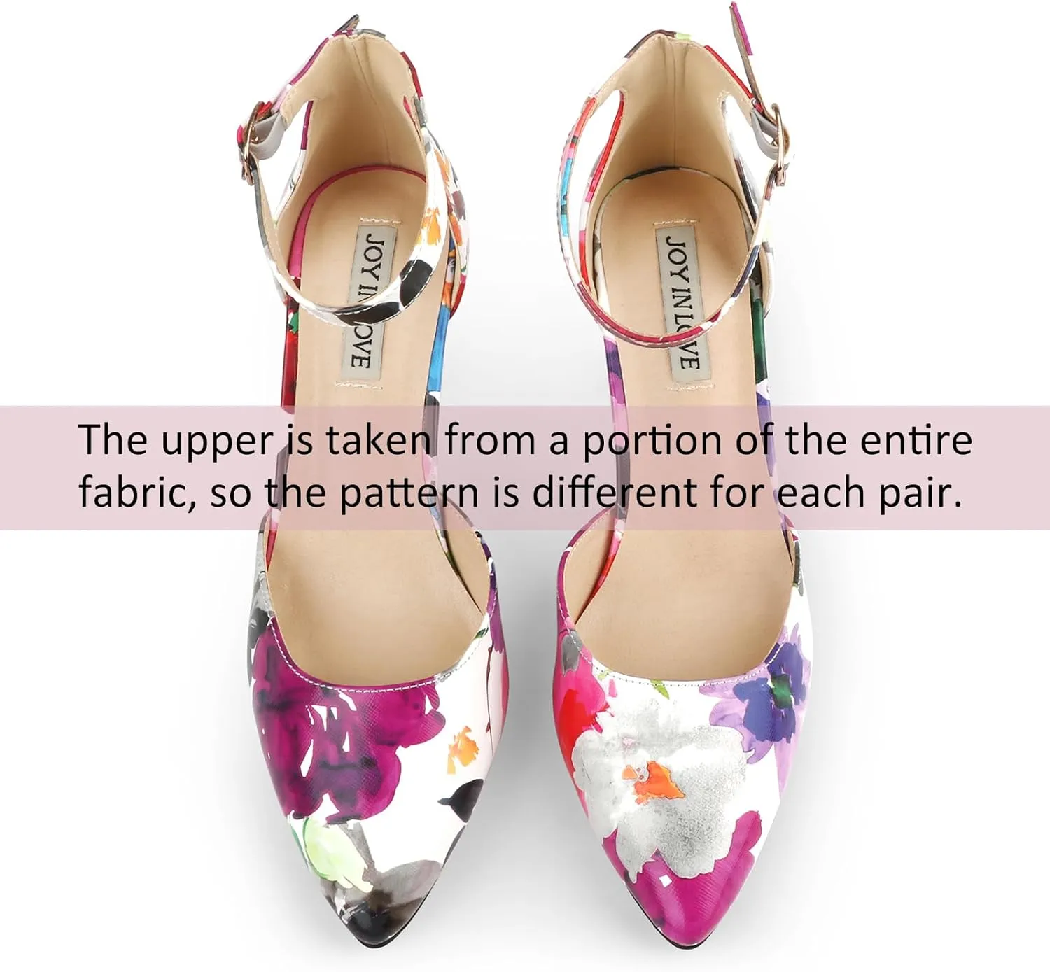 JOY IN LOVE Closed Toe Heels Pumps for Women 3IN Stiletto Pointed Toe Ankle Strap Heels