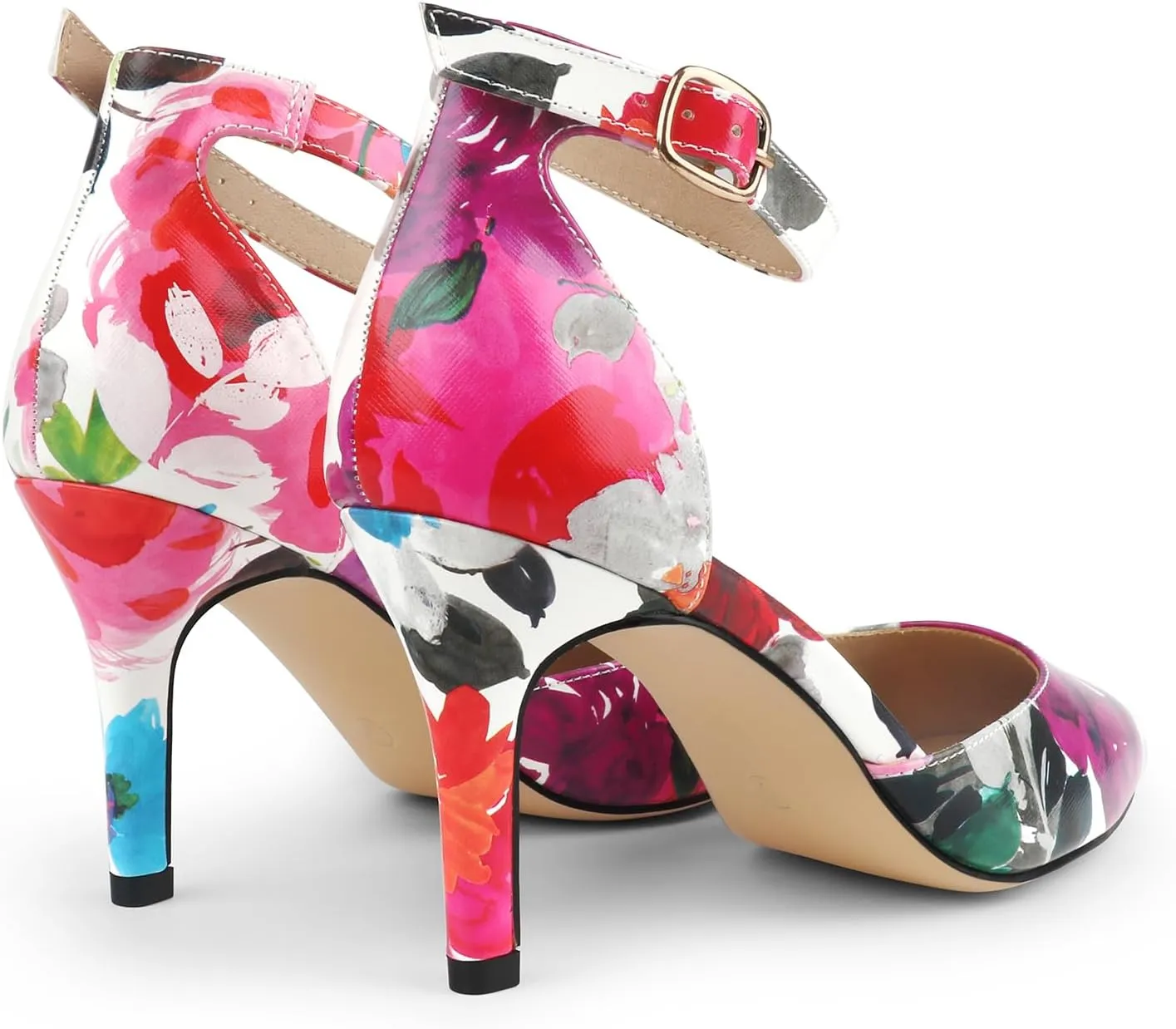 JOY IN LOVE Closed Toe Heels Pumps for Women 3IN Stiletto Pointed Toe Ankle Strap Heels