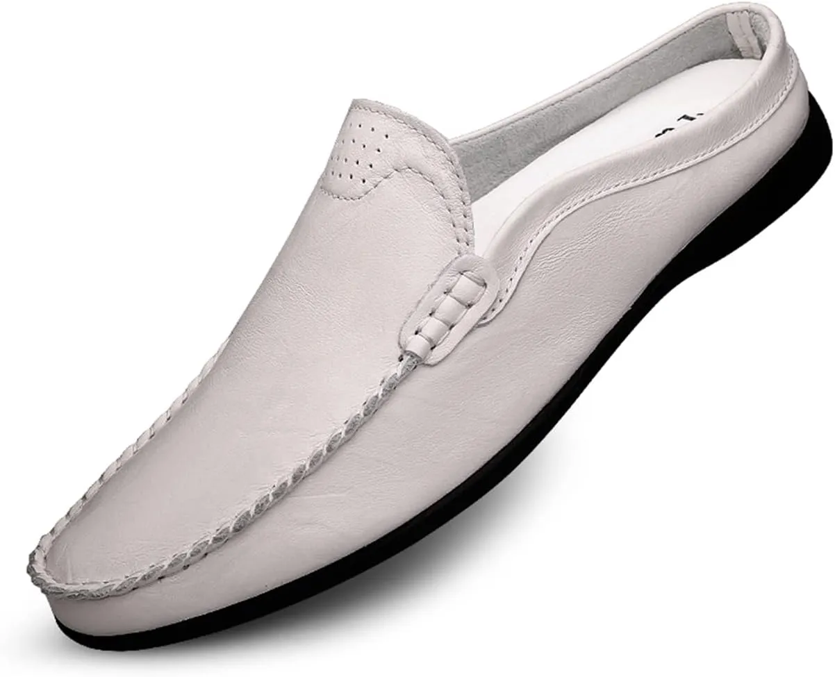 JOYVIP Mens Leater Mules Backless Slip on Walking Shoes Clog Slippers Casual Sandals