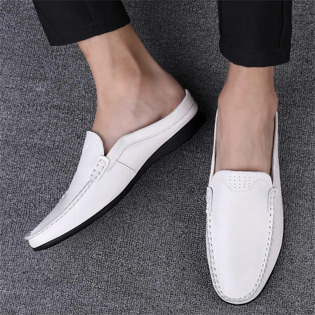 JOYVIP Mens Leater Mules Backless Slip on Walking Shoes Clog Slippers Casual Sandals