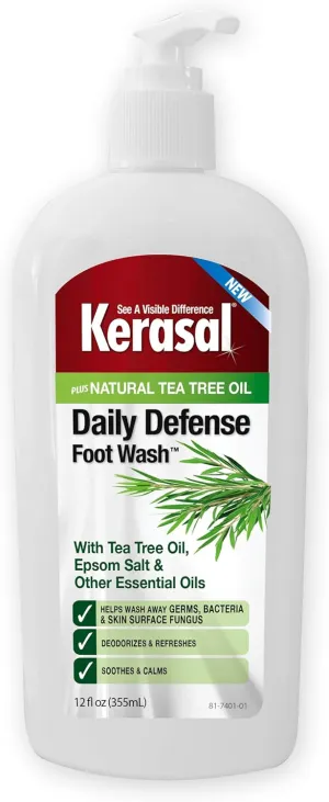 Kerasal Foot Therapy Soak and Masks Bundle with Daily Defense Foot Wash, 2 lbs Soak, Two Mask Pairs and 12 oz Wash