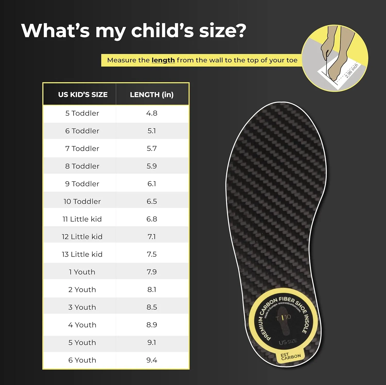 Kids Carbon Fiber Insoles for Children's Idiopathic Toe Walking 2 Pieces - FSA HSA Eligible Orthotics for Tip Toe Walking Correction for Kids - Children's Idiopathic Toe Walking Insoles