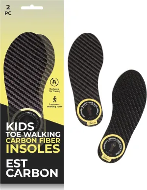 Kids Carbon Fiber Insoles for Children's Idiopathic Toe Walking 2 Pieces - FSA HSA Eligible Orthotics for Tip Toe Walking Correction for Kids - Children's Idiopathic Toe Walking Insoles