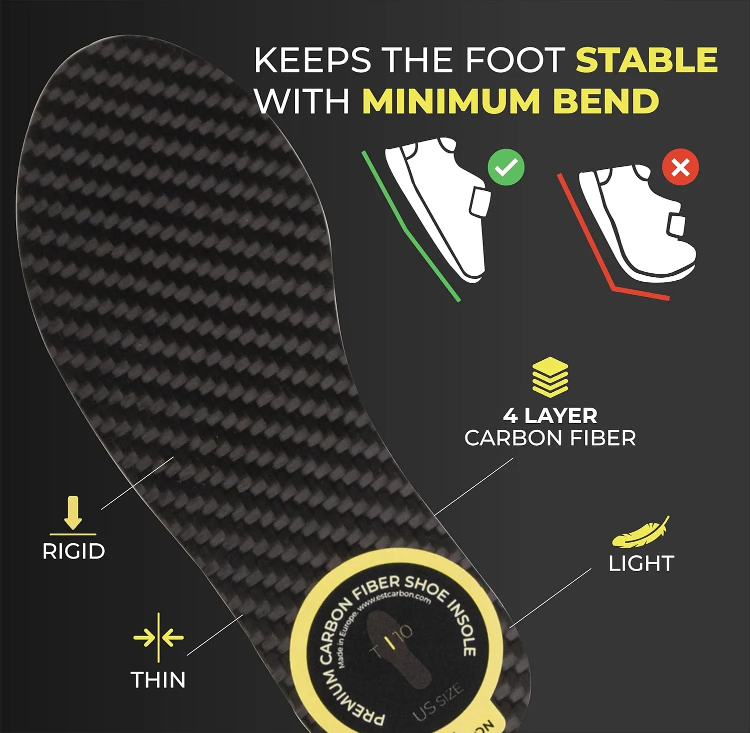 Kids Carbon Fiber Insoles for Children's Idiopathic Toe Walking 2 Pieces - FSA HSA Eligible Orthotics for Tip Toe Walking Correction for Kids - Children's Idiopathic Toe Walking Insoles