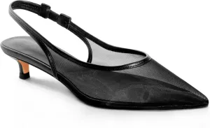 Kitten Heel Pump Shoes Mesh Heels for Women Pointed Toe Slingback Heels