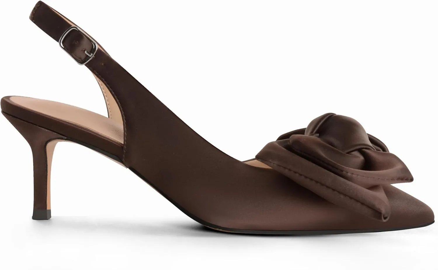 Kitten Heels for Women Closed Toe Bow Heels Shoes Pointed Toe Sling back Bow Heels