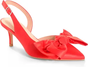 Kitten Heels for Women Closed Toe Bow Heels Shoes Pointed Toe Sling back Bow Heels