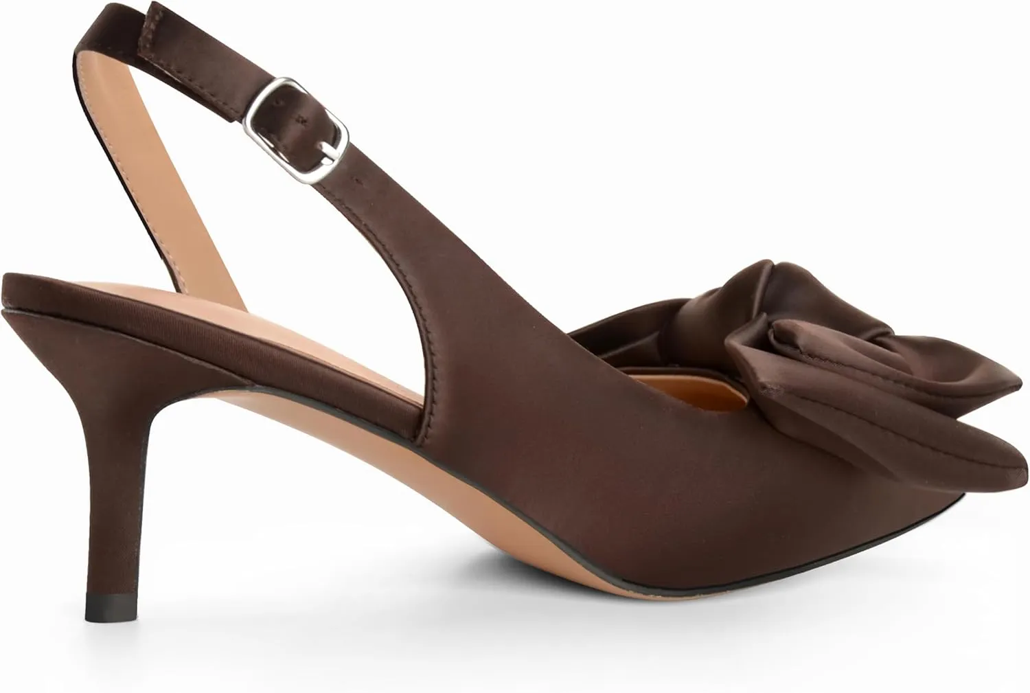 Kitten Heels for Women Closed Toe Bow Heels Shoes Pointed Toe Sling back Bow Heels