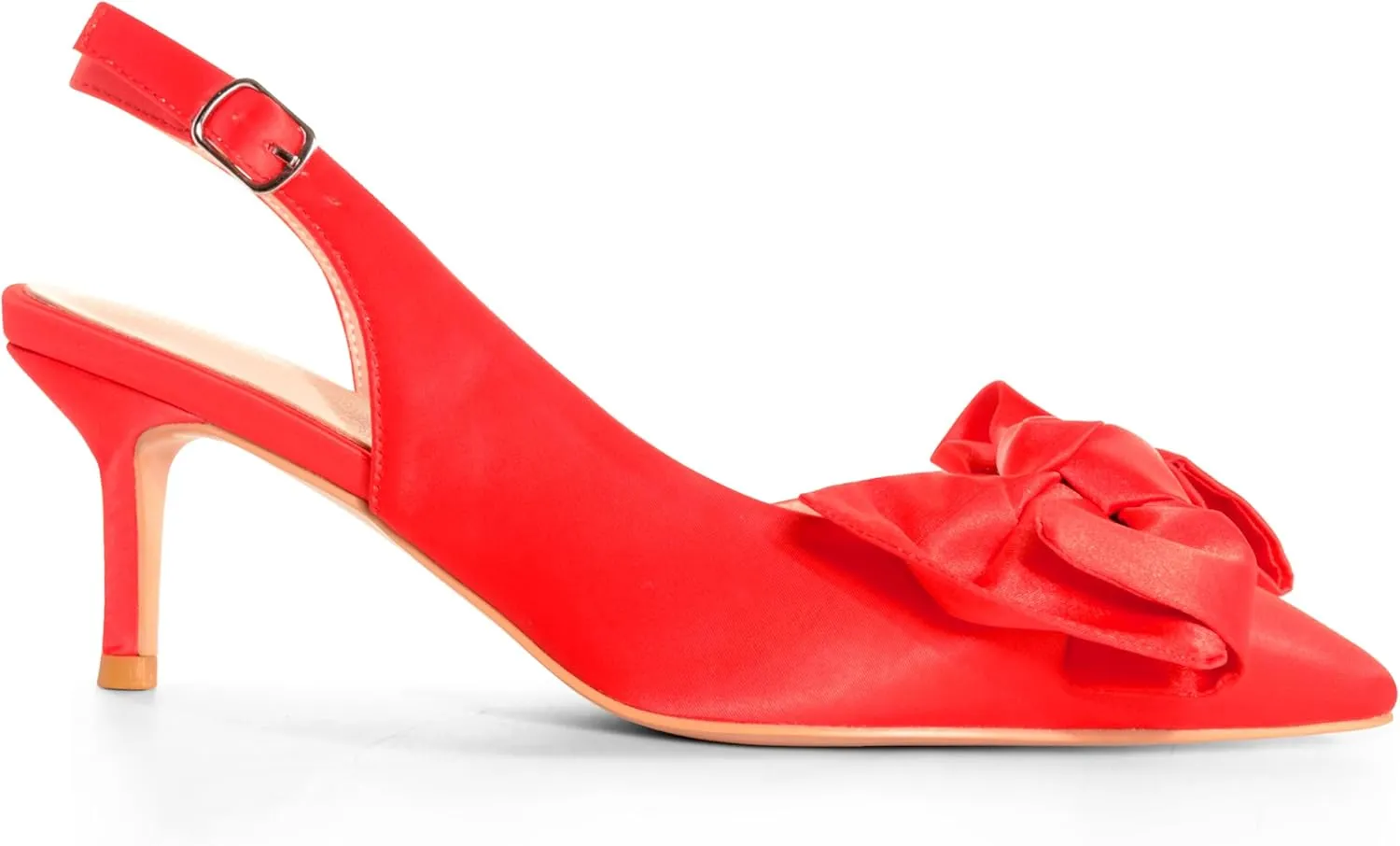 Kitten Heels for Women Closed Toe Bow Heels Shoes Pointed Toe Sling back Bow Heels