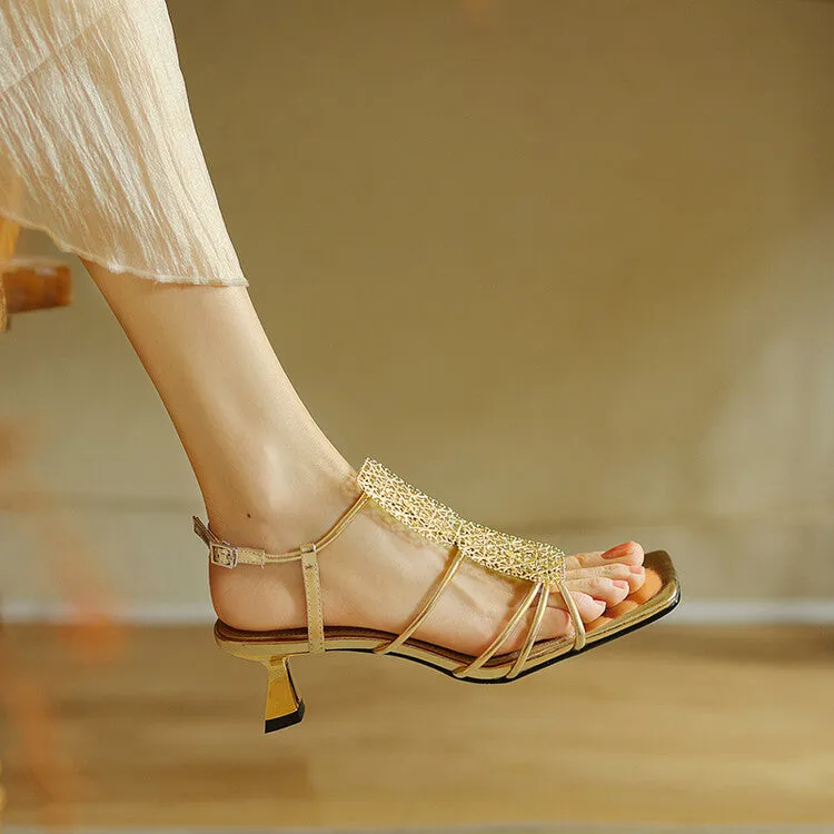 Ladies Ankle Strap Kitten Heel Sandals