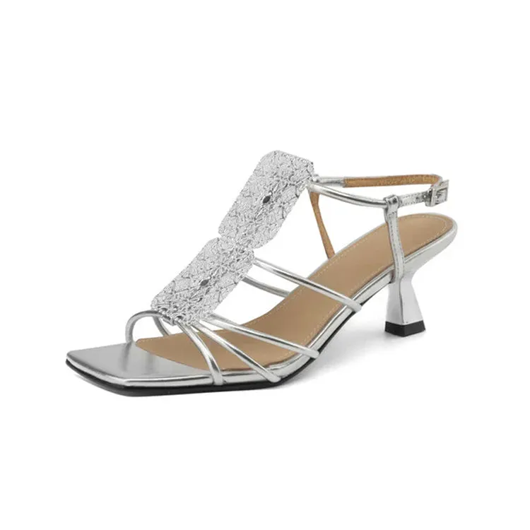 Ladies Ankle Strap Kitten Heel Sandals