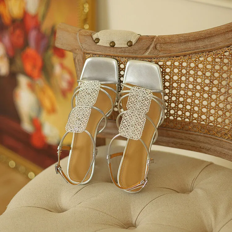 Ladies Ankle Strap Kitten Heel Sandals