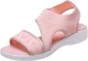 Ladies Fashion Solid Color Breathable Mesh Fish Mouth Casual Flat Flat Sandals for Women Ladies Summer with Beads