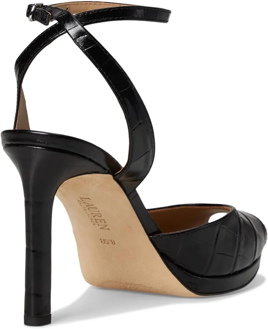 Lauren Ralph Lauren Women's Kyla Crocodile-Embossed Leather Sandal