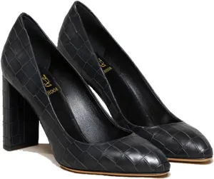 LEHOOR Women Chunky Block High Heel Pumps Shoes Pointed Closed Toe Slip On 3" Heels Dress Sandals Suede Crocodile Patent Leather Work Shoe Office Ladies Formal Dressy Wedding Party Retro 4-11 M US