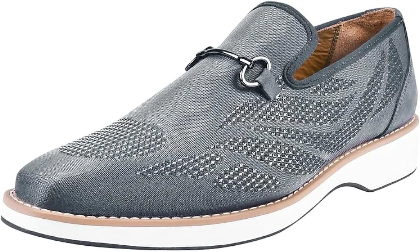 LIBERTYZENO Mens Canvas Textile & Suede Leather Adults Noble Penny Loafers Slip On Prom & Wedding Party Shoes for Prom Graduation