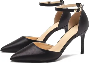 LizFoYa Women D’Orsay High Heels Strappy Pointed Toe Pumps Ankle Strap Dress Wedding Party Stiletto Shoes