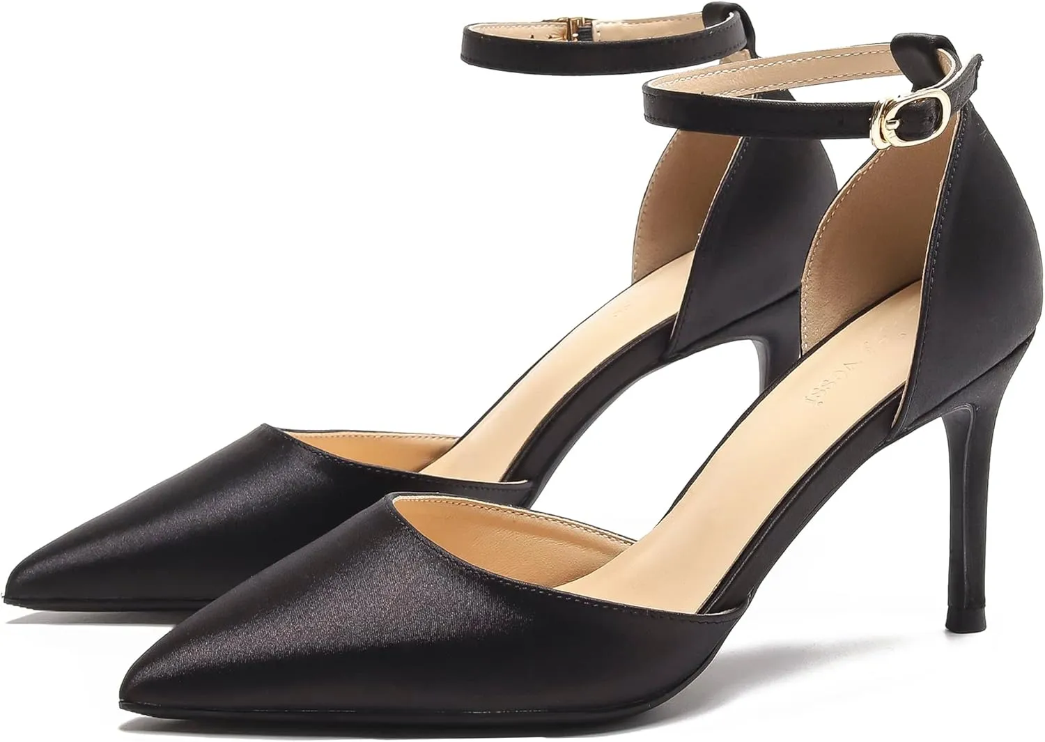 LizFoYa Women D’Orsay High Heels Strappy Pointed Toe Pumps Ankle Strap Dress Wedding Party Stiletto Shoes