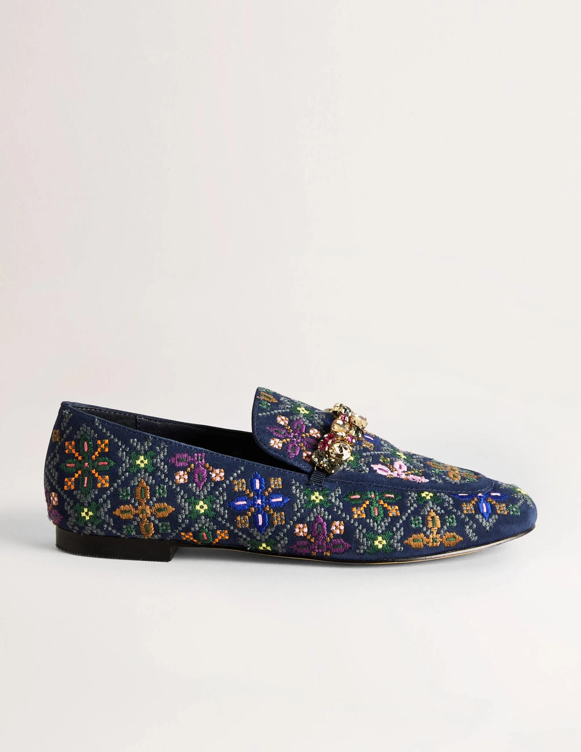 Loafer mit verzierter Borte-Navy, Stickerei