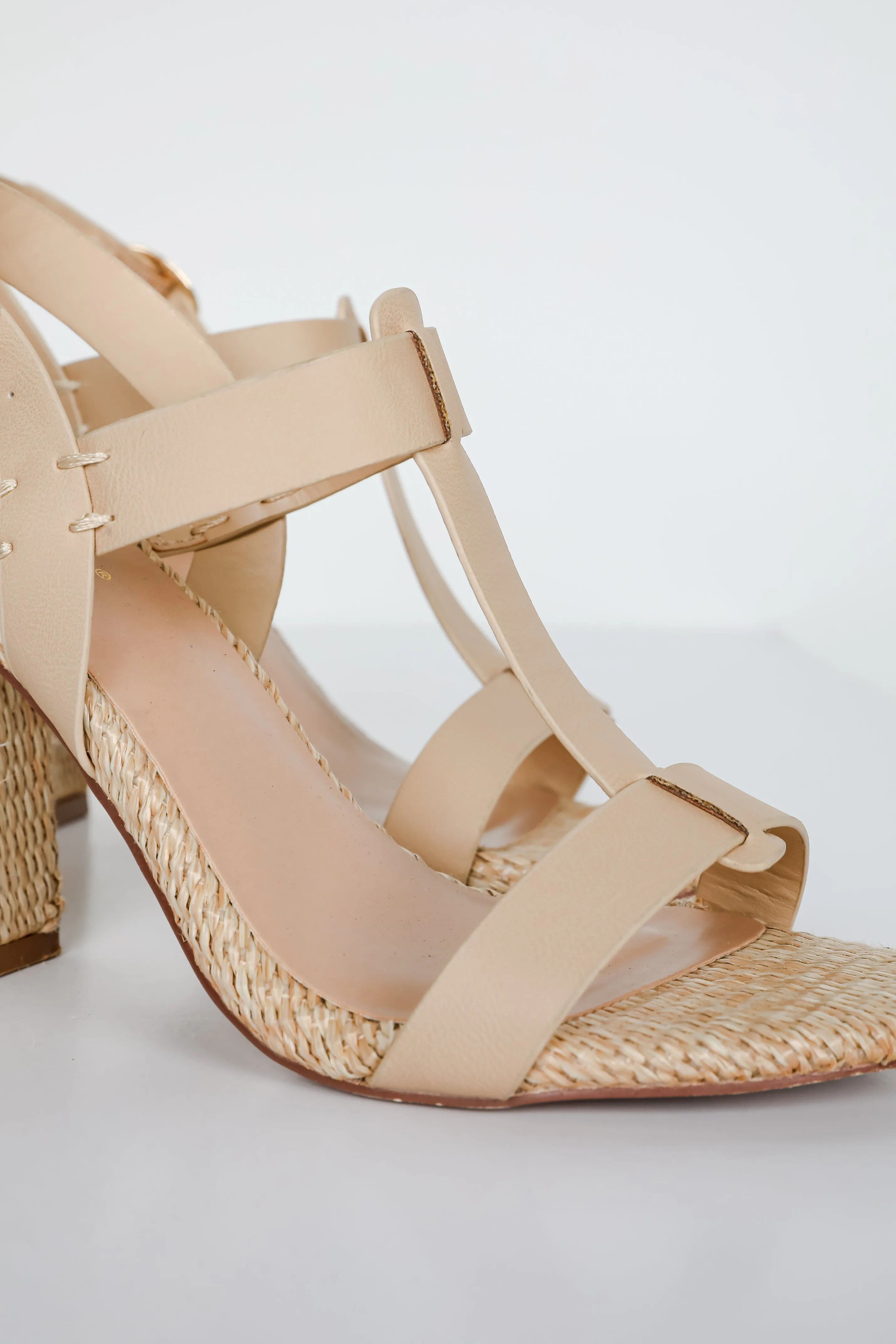 Lovely Steps Natural Raffia Heels