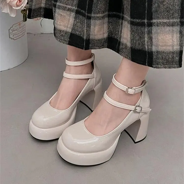 Mary Jane Ankle Strap Block Heels