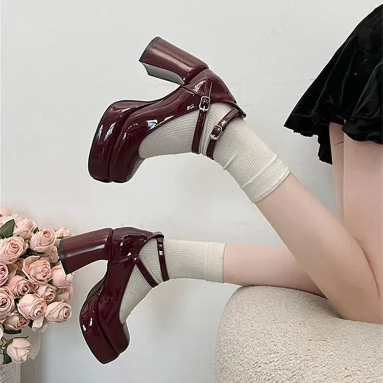 Mary Jane Ankle Strap Block Heels
