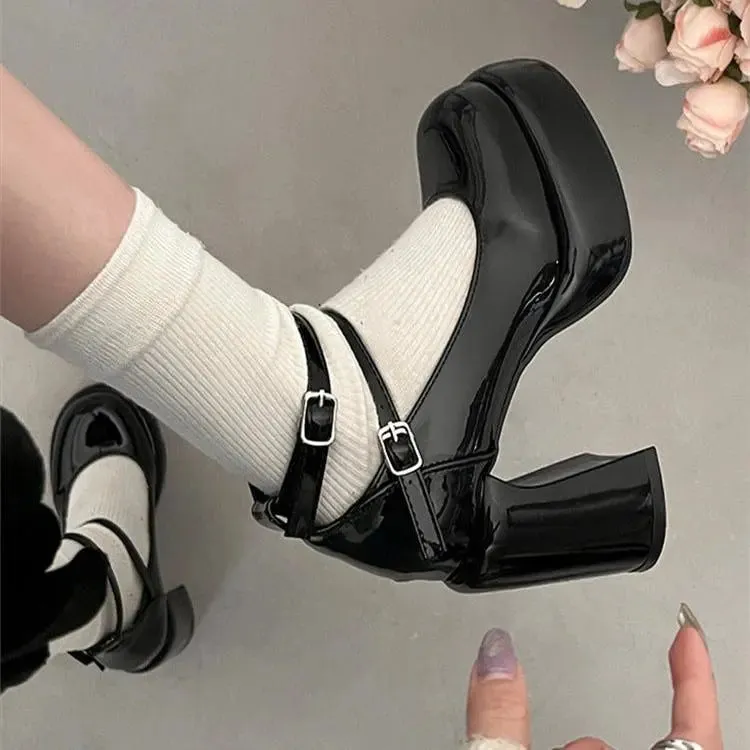 Mary Jane Ankle Strap Block Heels