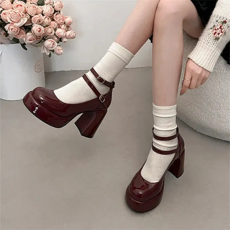 Mary Jane Ankle Strap Block Heels