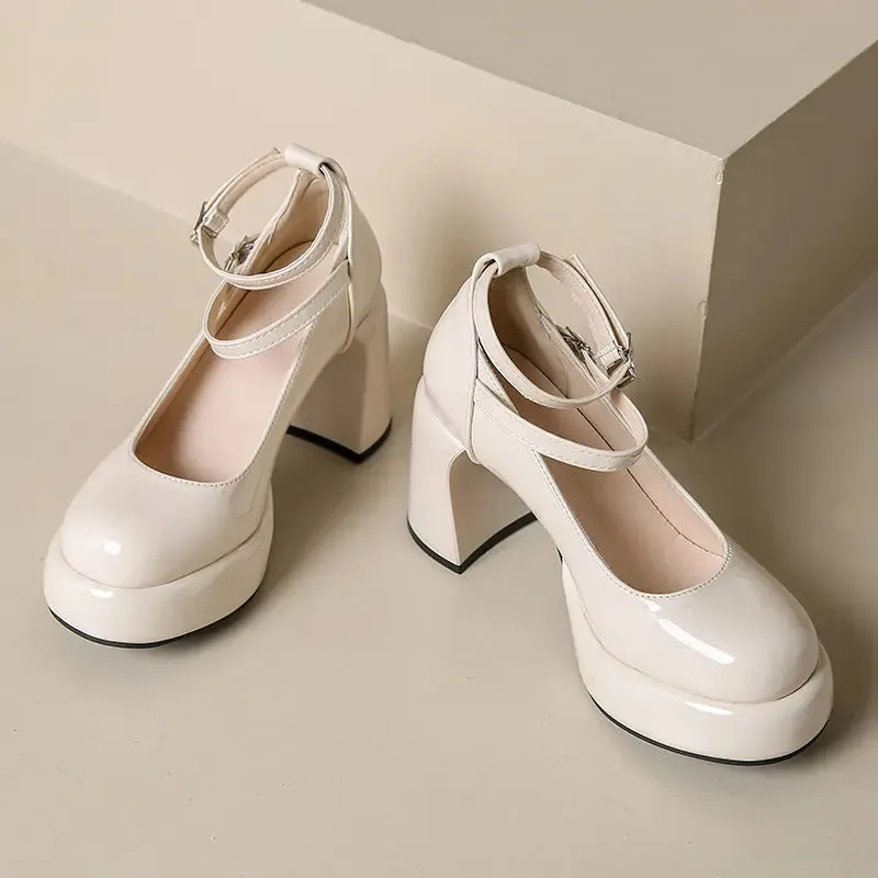Mary Jane Ankle Strap Block Heels