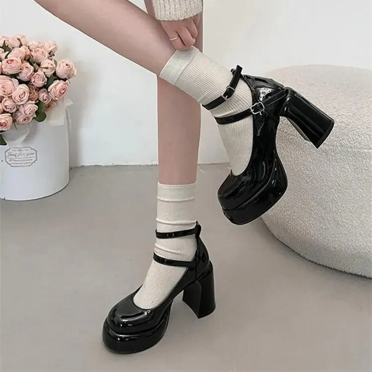 Mary Jane Ankle Strap Block Heels