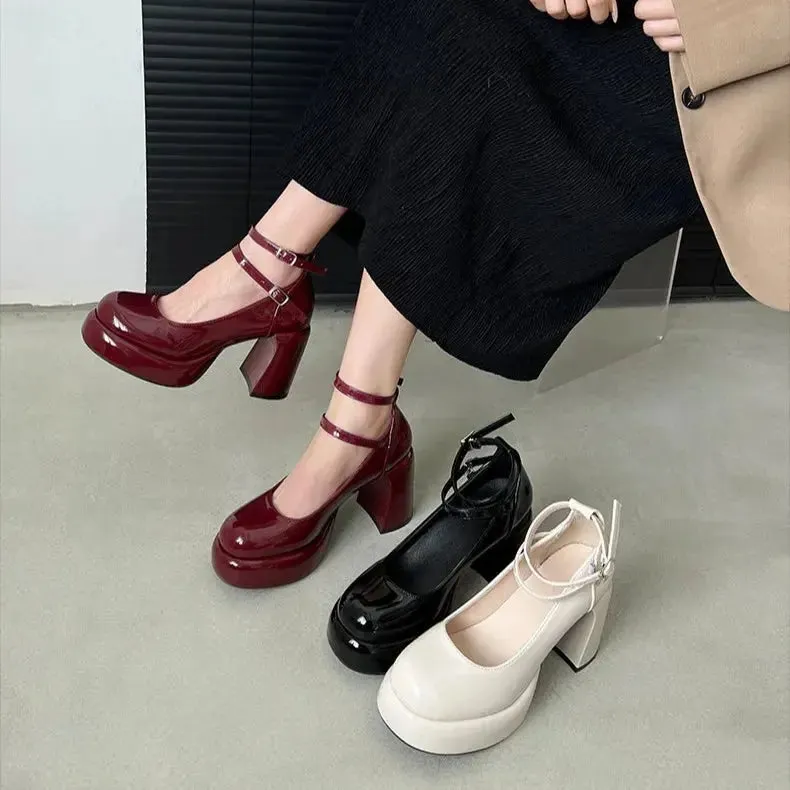 Mary Jane Ankle Strap Block Heels