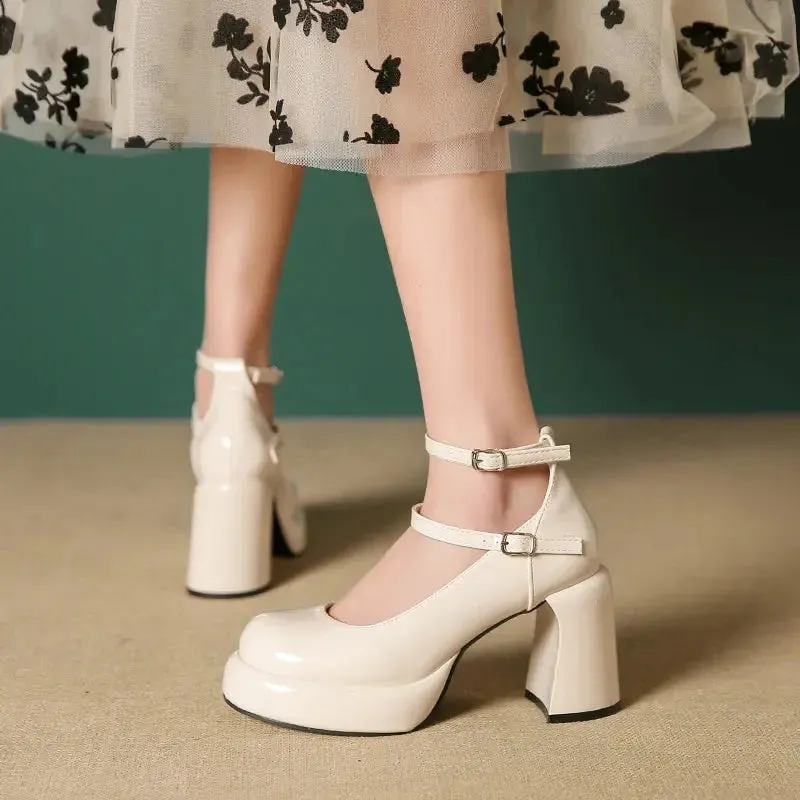 Mary Jane Ankle Strap Block Heels
