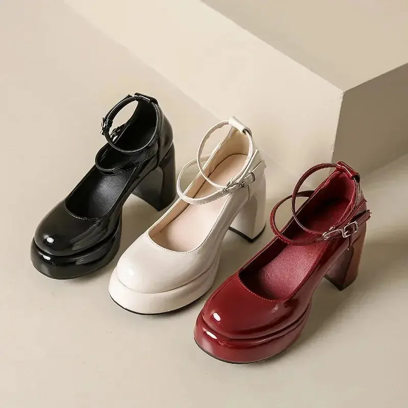 Mary Jane Ankle Strap Block Heels