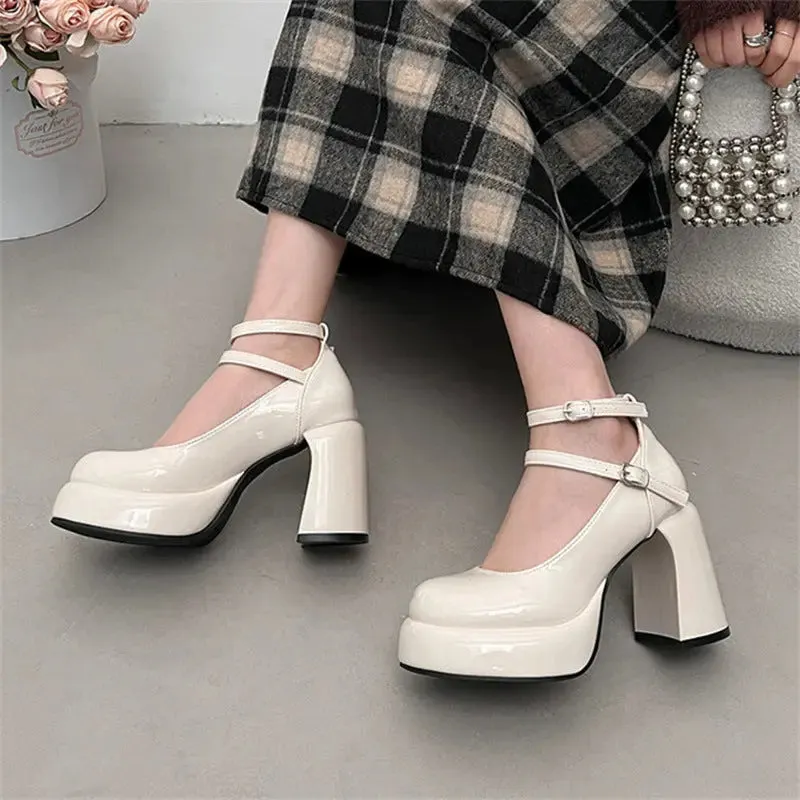 Mary Jane Ankle Strap Block Heels
