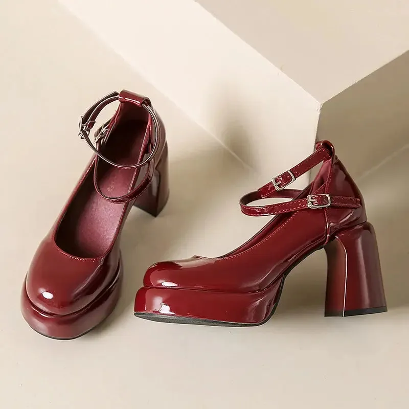 Mary Jane Ankle Strap Block Heels