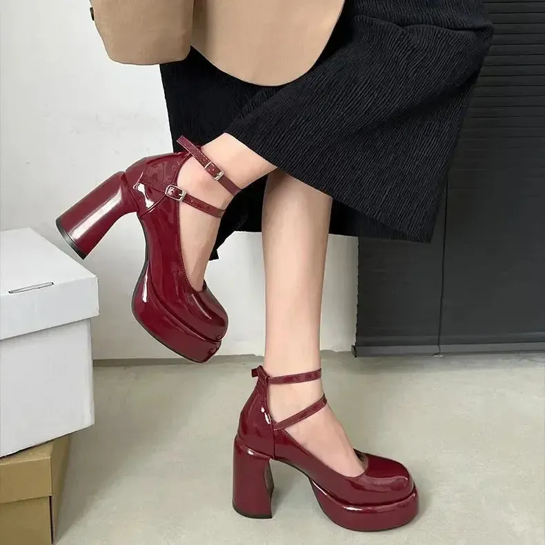 Mary Jane Ankle Strap Block Heels