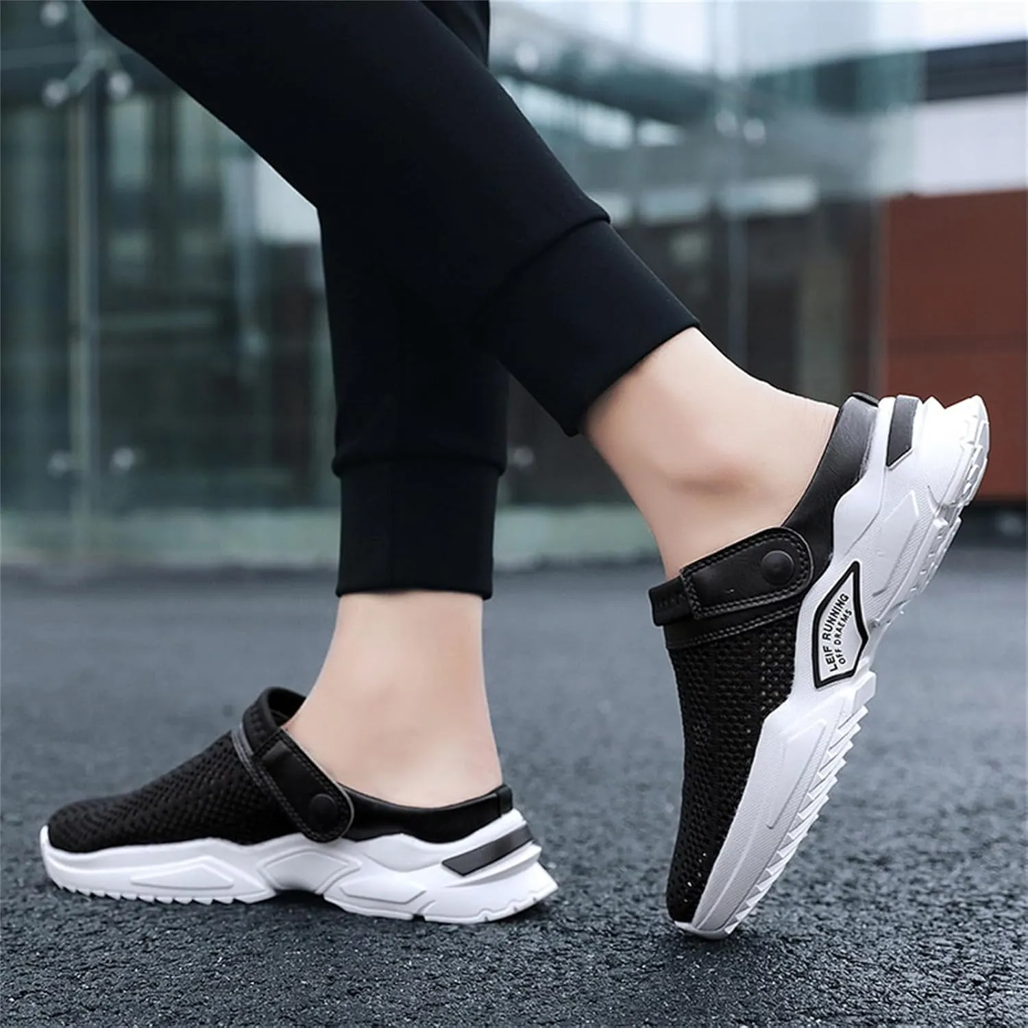 Men s orthopedic hollow-out summer sandals，Thick Sole Slip-On Knitted Clogs，Breathable Knitted Mesh Sandals with Arch Support