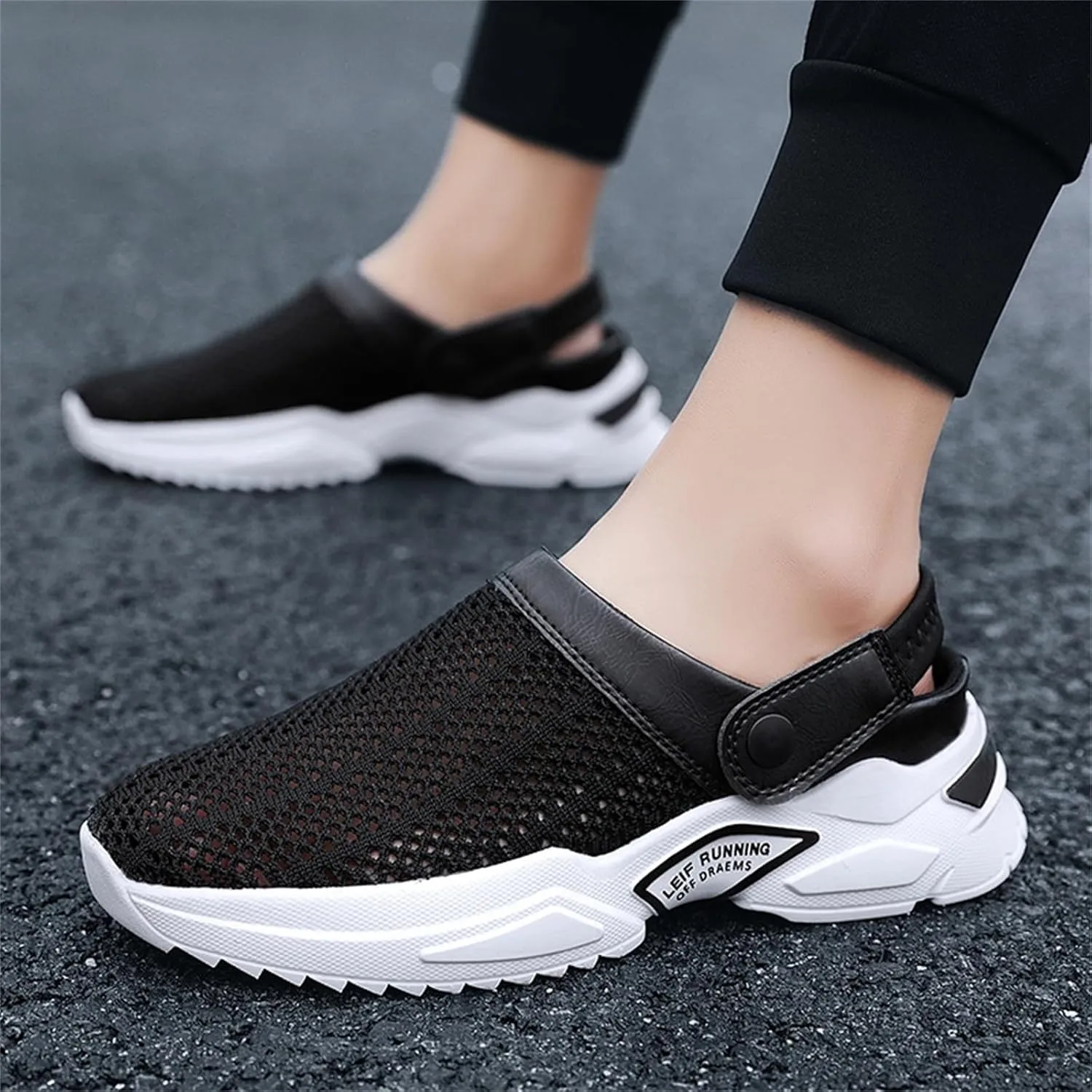 Men s orthopedic hollow-out summer sandals，Thick Sole Slip-On Knitted Clogs，Breathable Knitted Mesh Sandals with Arch Support