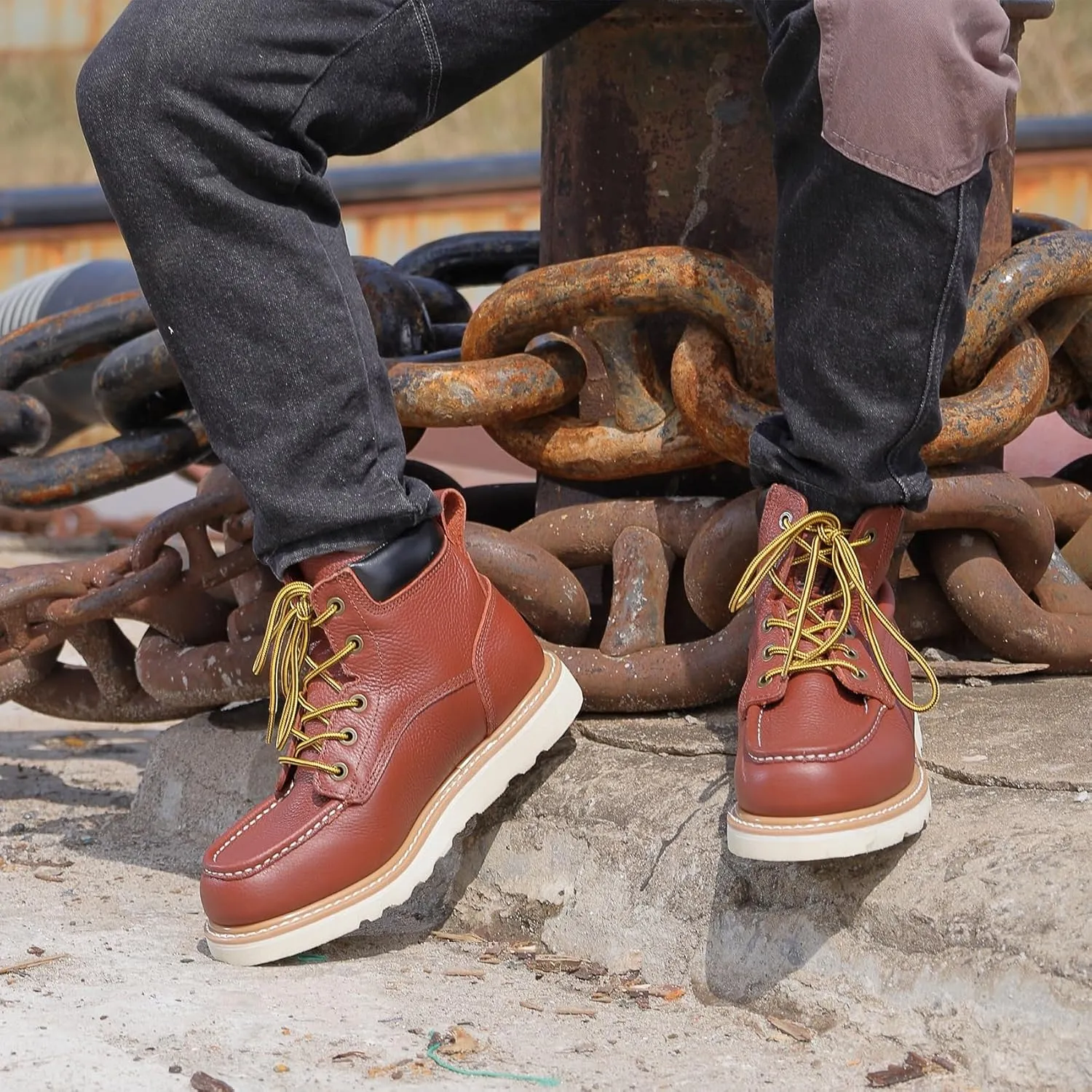 Men's 6" Slip Resiatant Soft Toe Water Resistant Moc Toe Work Boots