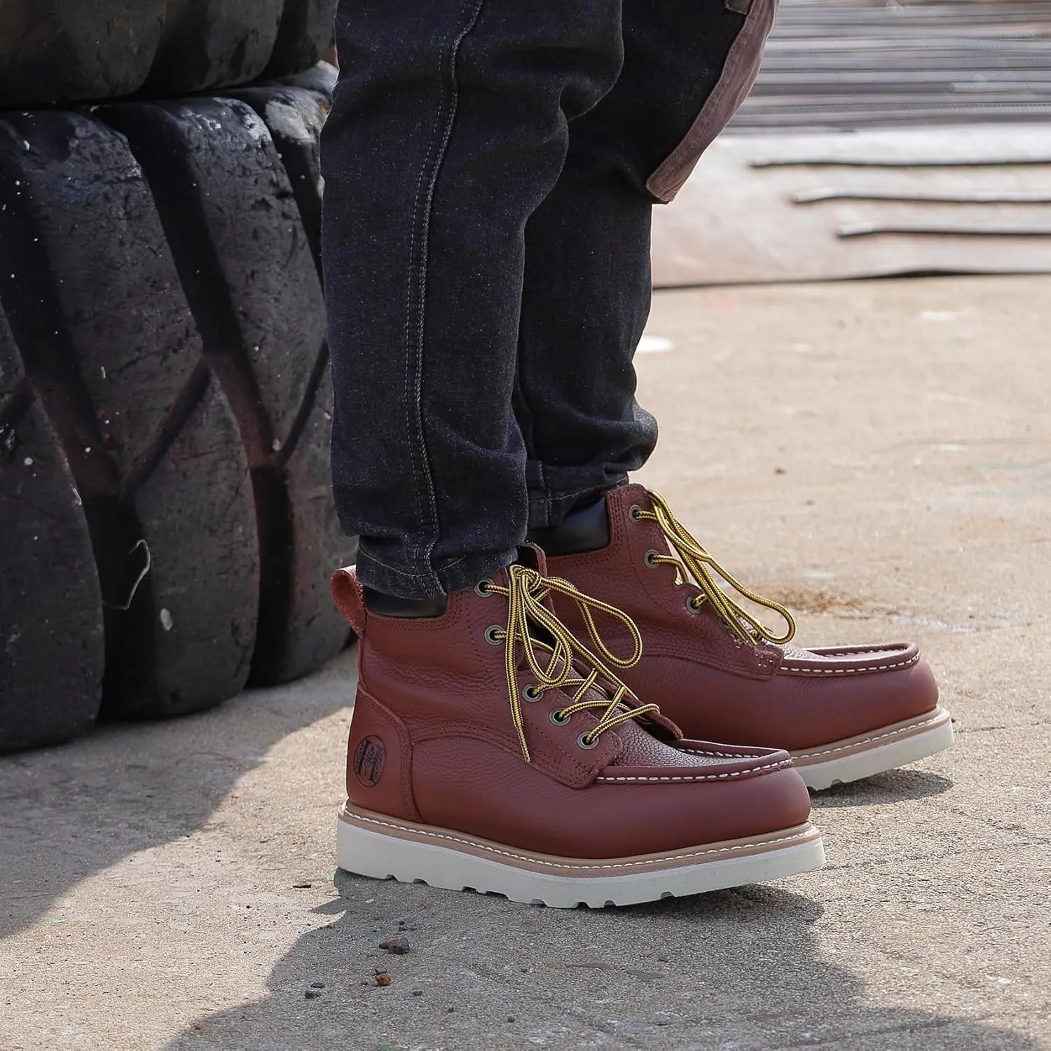Men's 6" Slip Resiatant Soft Toe Water Resistant Moc Toe Work Boots