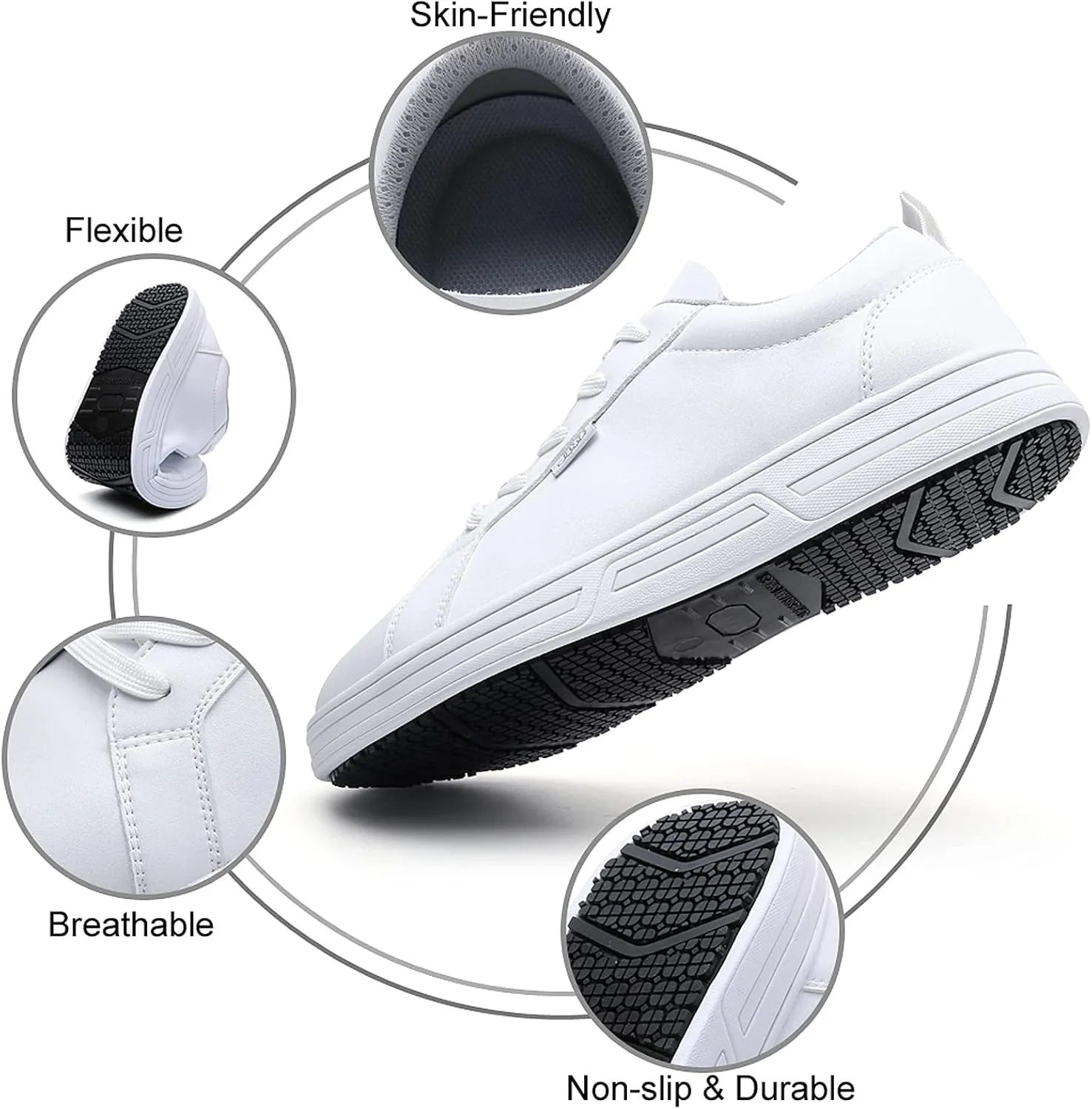 Mens Food Service Slip Resistant Work Shoes for Kitchen Restaurant Crew Nurse Shoe