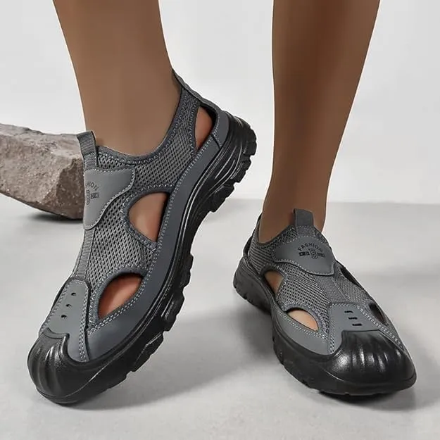 Men's Hollow Sandals Lightweight Walking Casual Shoes, Breathable Mesh Slip-On Hiking Wading Sandals,Cave Shoes Beach