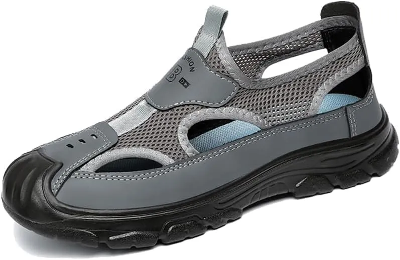 Men's Hollow Sandals Lightweight Walking Casual Shoes, Breathable Mesh Slip-On Hiking Wading Sandals,Cave Shoes Beach