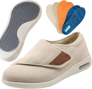 Mens Walking Shoes Slip-on Trainers Men's Arch Fit-Athletic Slip-on Casual Loafer Walking Shoe Sneaker with 3 Pairs Insoles Replacement for Elderly Swollen Feet