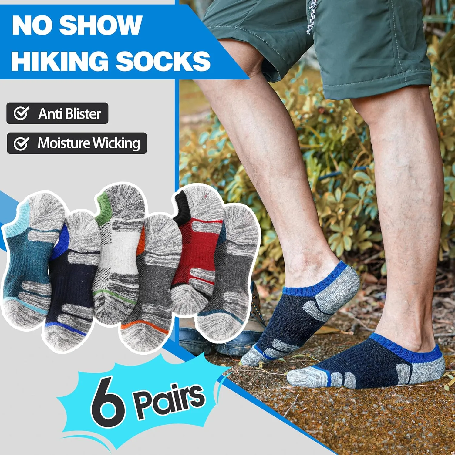 Merino Wool Hiking Running No Show Socks for Women Men Thick Warm Athletic Low Cut Thermal Ankle Socks 6 Pairs