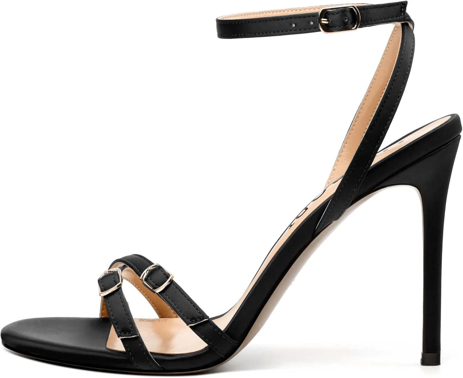 MERRORI Women's High Stiletto Slingback Buckle Heels Open Round Toe Ankle Strap Sexy Comfortable Satin Sandals Wedding Bridal Evening Prom Party Dress Shoes