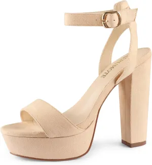 MERUMOTE Women's Fashion Platform Sandals Block Heels Wedding Summer Dress Shoes