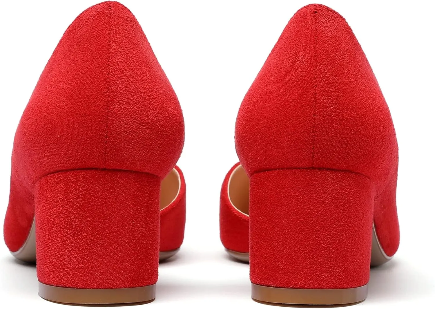 Mettesally Women’s Pointed Toe D’Orsay Block Heel Pumps Low Chunky Heels Closed Toe Party Office Shoes