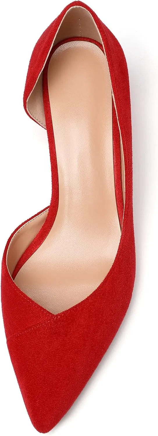 Mettesally Women’s Pointed Toe D’Orsay Block Heel Pumps Low Chunky Heels Closed Toe Party Office Shoes